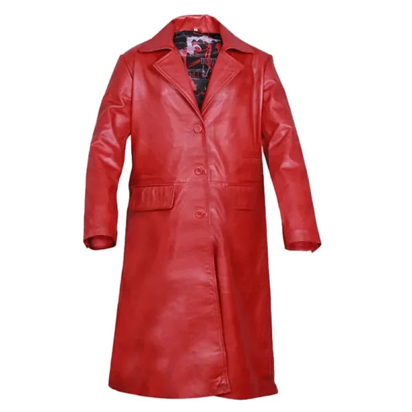 Red Leather Trench Coat