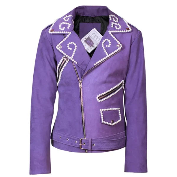 Selena Quintanilla Biker Purple Vegan Leather Jacket