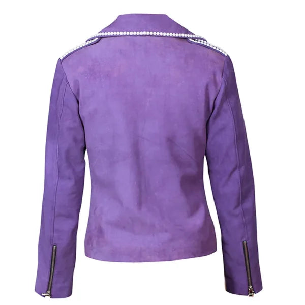 Selena Quintanilla Biker Purple Vegan Leather Jacket