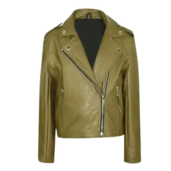 Sherry Cola Green Leather Jacket