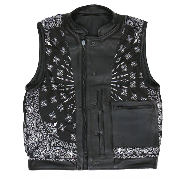 Men's Black 'Paisley' Biker Vest