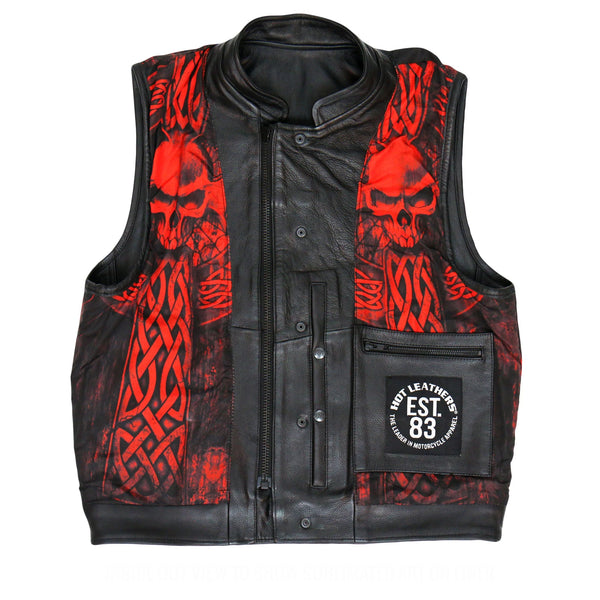 Men's Black 'Celtic Cross' Biker vest