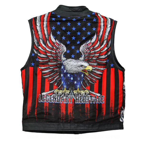 Men's Black 'Patriotic' Biker Vest