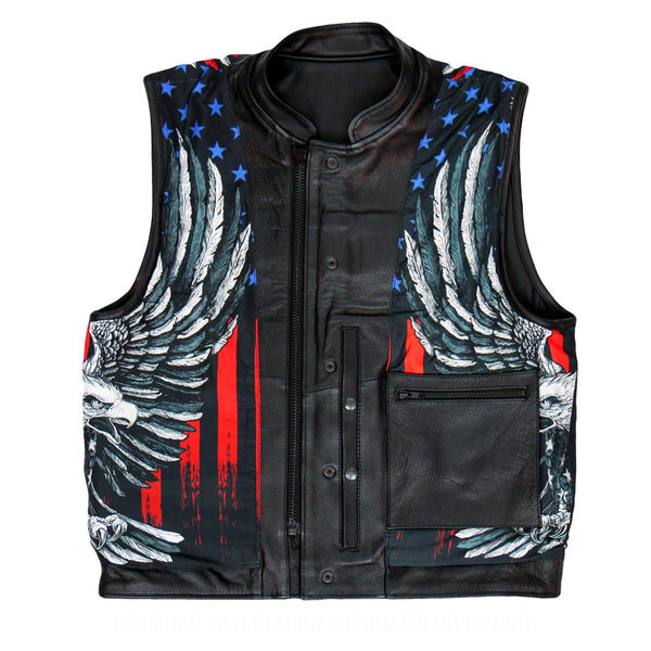 Men's Black 'Patriotic' Biker Vest