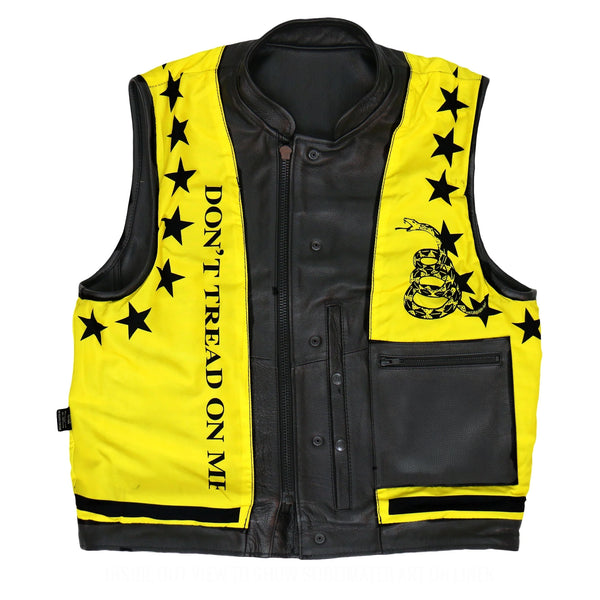 Men's Black 'Don't Tread On Me' Biker Vest