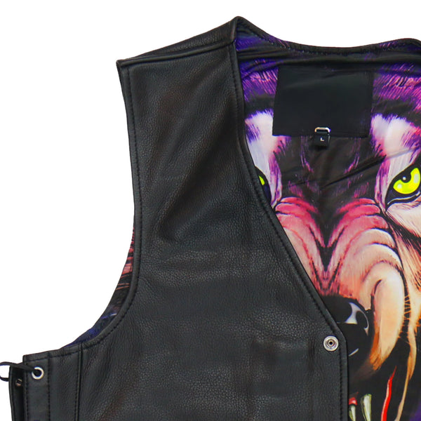 Men's Black 'Lone Wolf' Biker vest