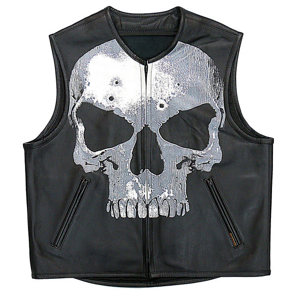 Men's Black ‘Jumbo Skull’ Biker Vest