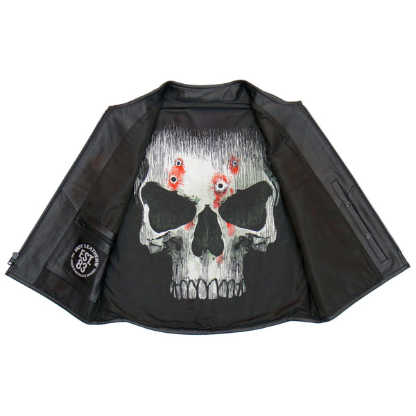 Men's Black ‘Jumbo Skull’ Biker Vest