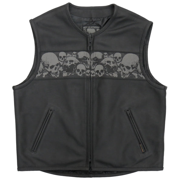 Men's Black 'Ancient Skulls' Biker Vest