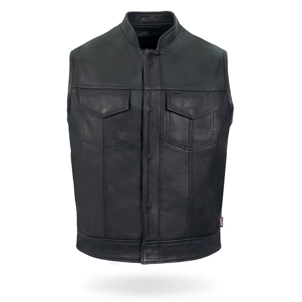 Mens Covered Zipper Biker Vest