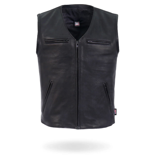 V Neck Club Style Zipper Front Motorcycle Biker Vest