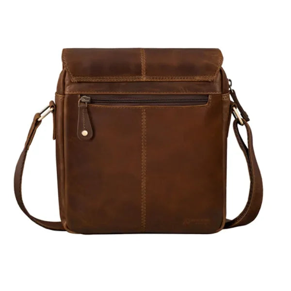 Cognac Brown Leather Messenger Bag