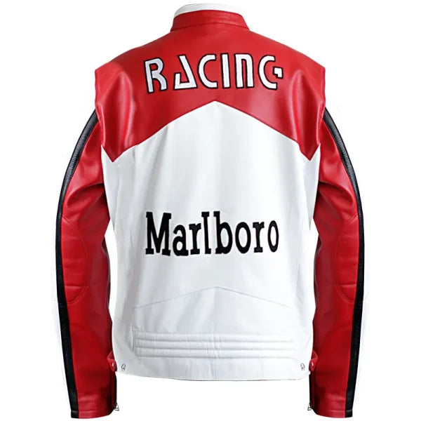 Vintage Marlboro Red and White Racing Leather Jacket