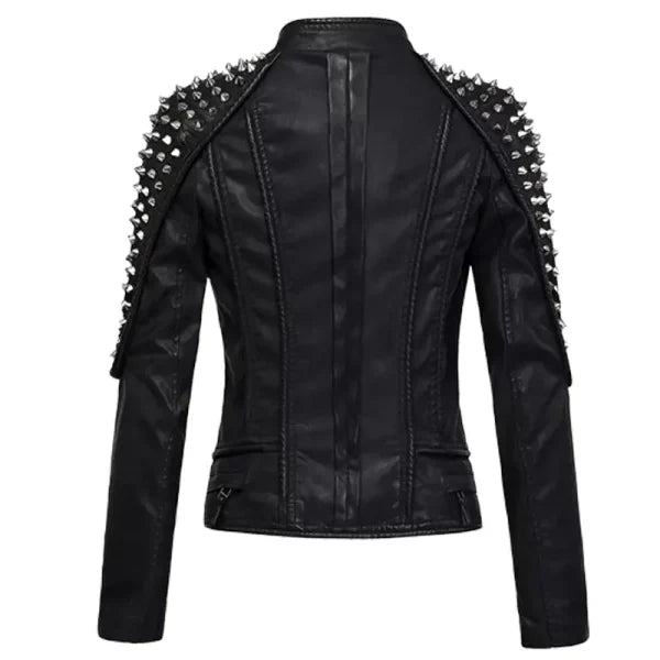 Women’s Punk Style Studded Leather Jacket