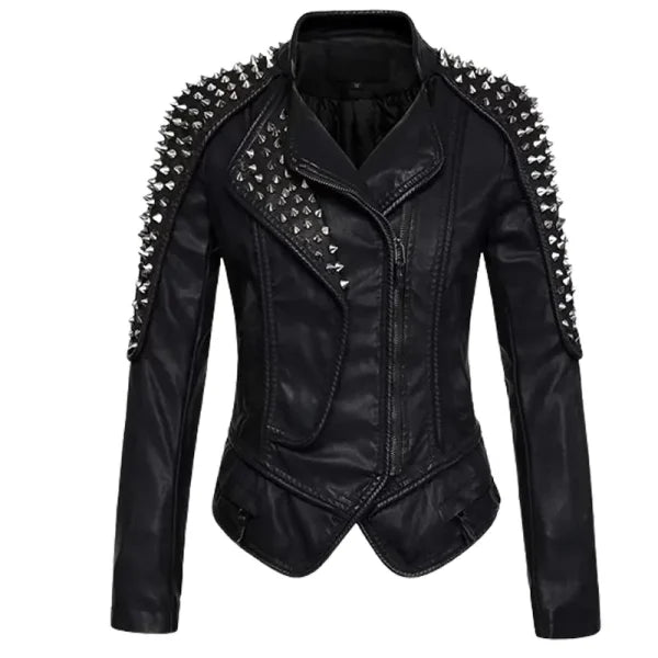 Women’s Punk Style Studded Leather Jacket