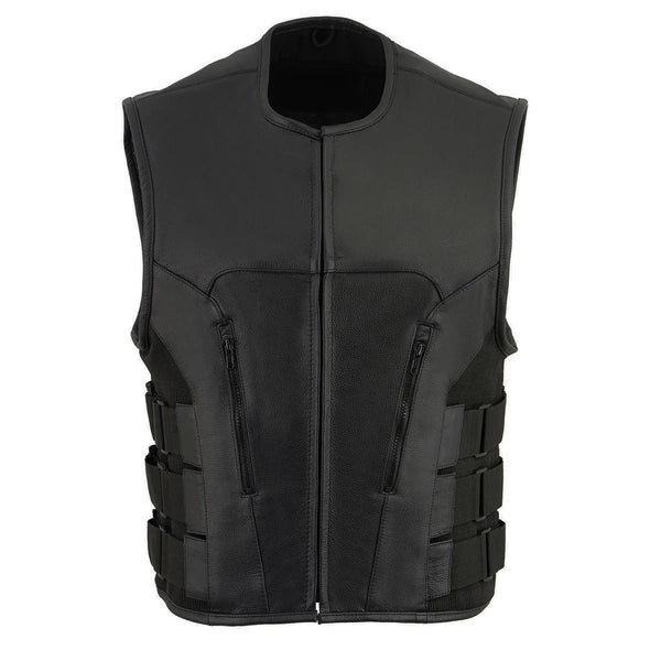 Men's ‘Creeper' Black Leather Vest