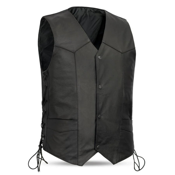 Black Western Style Leather Vest