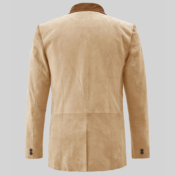 Classic Beige Suede Leather Blazer