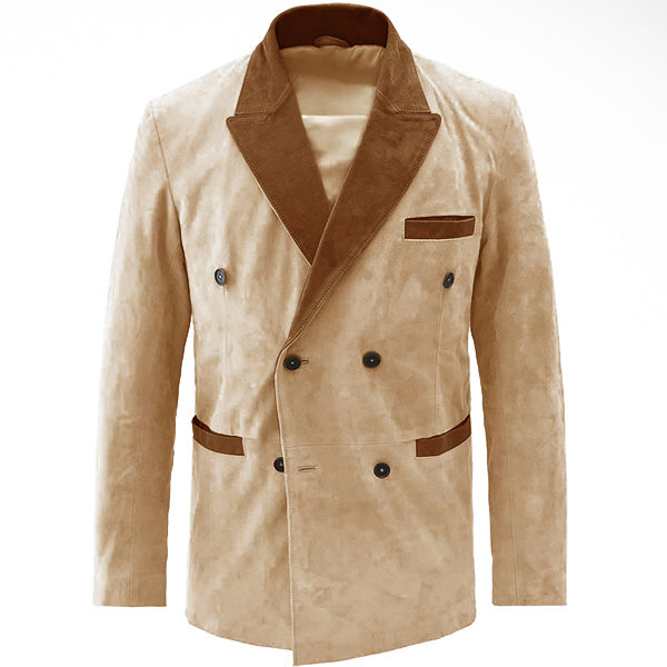 Classic Beige Suede Leather Blazer