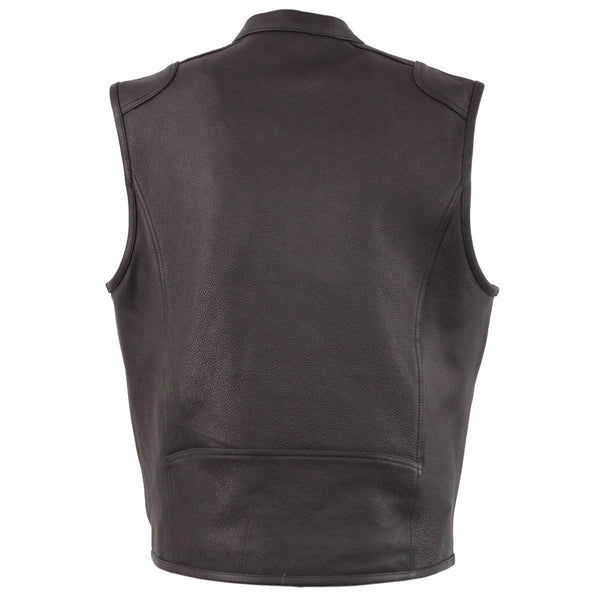 Men's Leather Vest With Front Zipper