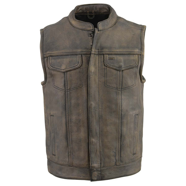 Men's Dual Closure Open Neck Motorcycle Vest