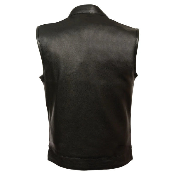 Men's Black Premium Leather Club Style Vest