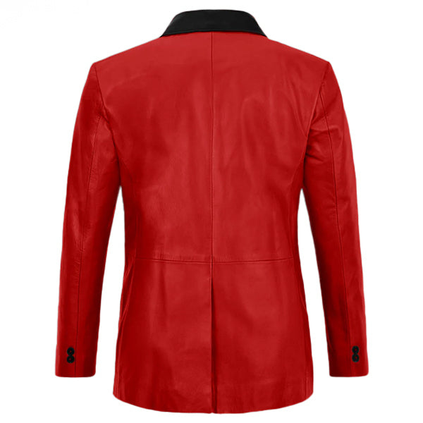 Red Hampton Leather Blazer