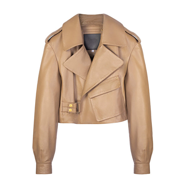 Womens Cropped Tan Jacket