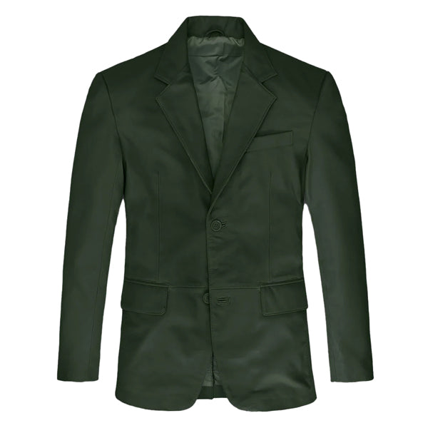 Soft Deep Olive Leather Blazer