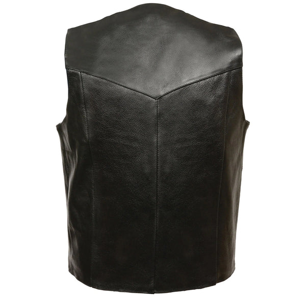 Men's Black Leather Classic V-Neck