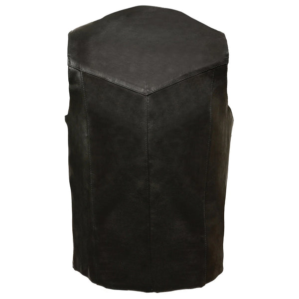 Men's Black Leather Classic V-Neck Vest