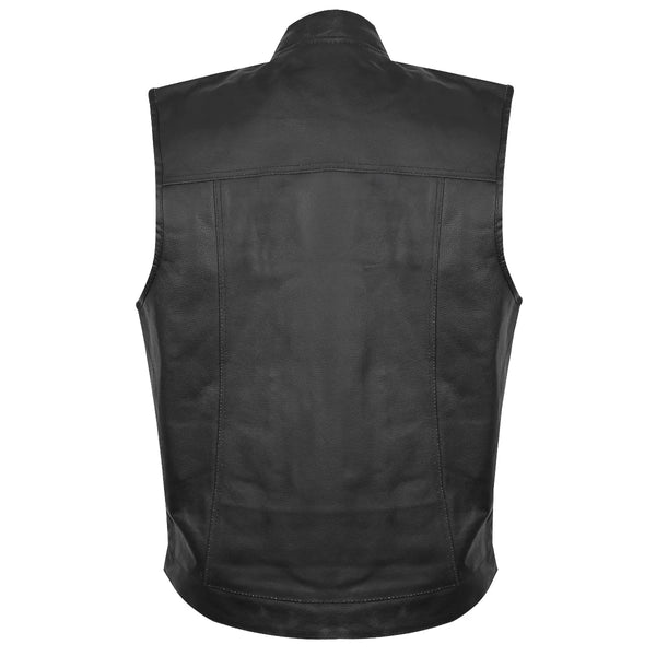 Men's Black 'Combat Style' Leather Vest