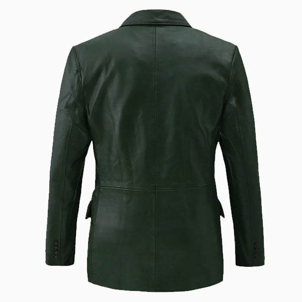 Olive Green Leather Blazer