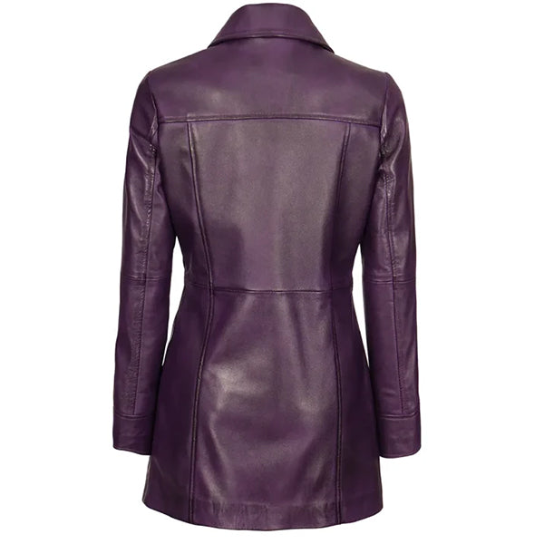 Womens Long Purple W/ Black Hardware Coat