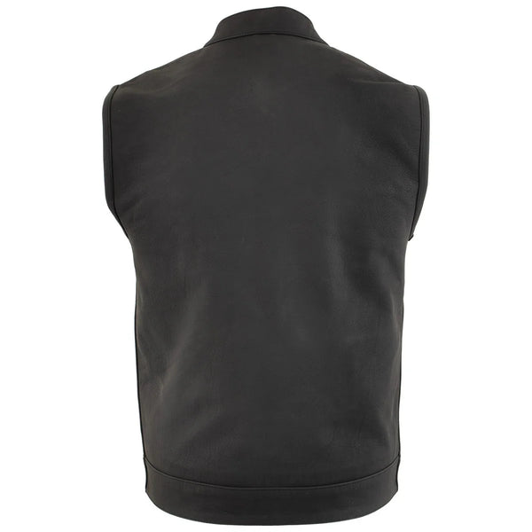 Men's 'Barrage' Flat Black Leather Vest