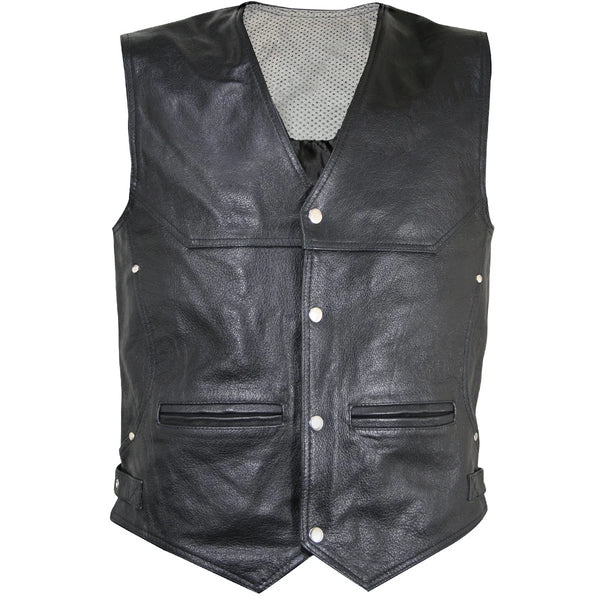 Men's 'Road King' Black Motorcycle Leather Biker Vest