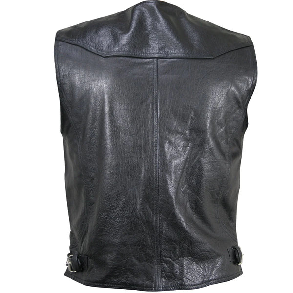 Men's 'Road King' Black Motorcycle Leather Biker Vest