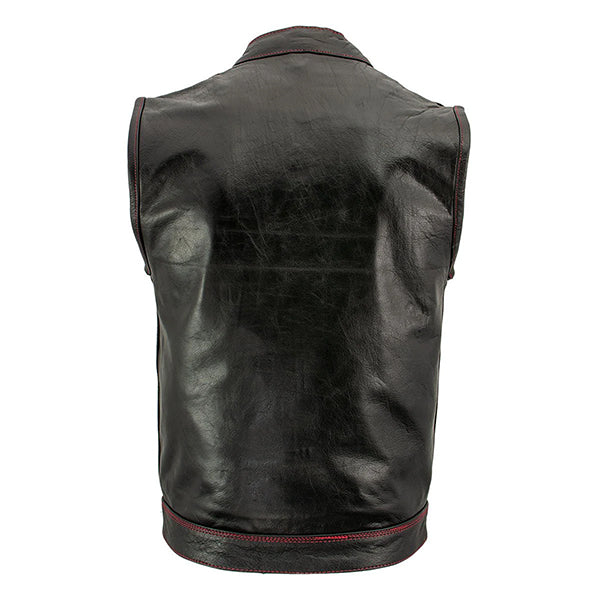 Men's 'Paisley' Black Leather  Vest