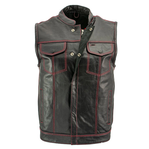 Men's 'Paisley' Black Leather  Vest