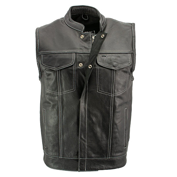 Men's Black 'Paisley' Leather Vest